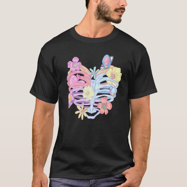 T-shirt Cavalier Pastel Fleurs de Goth Papillons (Devant)