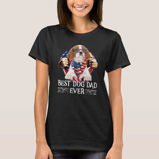 T-shirt Cavalier Roi Charles Espagnol Papa Américain Drape (Devant)
