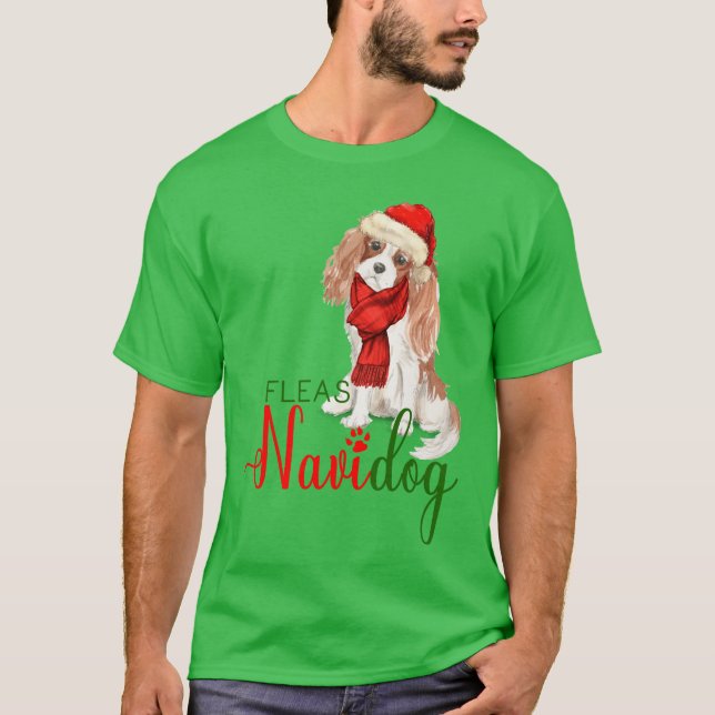 T-shirt Cavalier Roi Charles Spaniel Fleas Navidog (Devant)