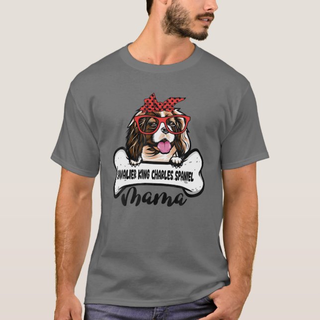 T-shirt Cavalier Roi Charles Spaniel Mama Fête des mères G (Devant)