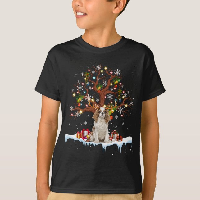 T-shirt Cavalier Roi Charles Spaniel Reindeer Noël O (Devant)