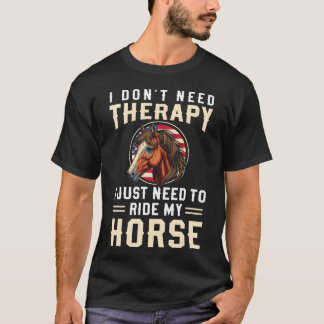T-shirt Cavalière à cheval équitation saut d'obstacles rét