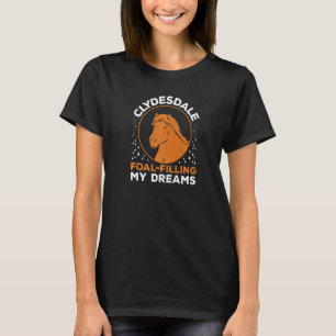 T-shirt Cavalière Clydesdale Poulain Remplissant à Cheval
