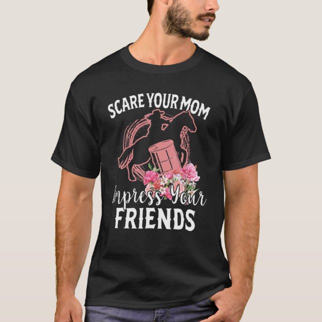 T-shirt Cavalière de course de tonneaux Effrayer maman Imp (Devant)