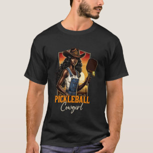 T-shirt Cavalière de Pickleball Occidental Cowgirl Noire d