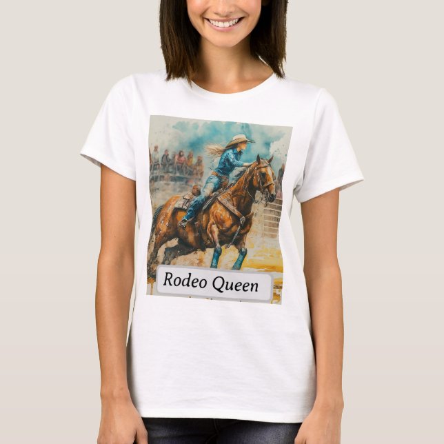 T-shirt Cavalière de Rodéo Barrel Racing Cowgirl Aquarelle (Devant)