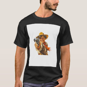 T-shirt Cavalière de rodéo chevauchant une autruche