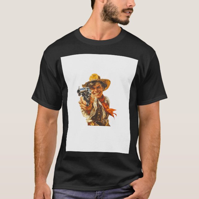 T-shirt Cavalière de rodéo chevauchant une autruche (Devant)