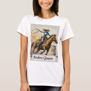 T-shirt Cavalière de Rodéo Reine Course de Barils Aquarell