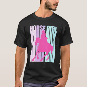 T-shirt Cavalière en Silhouette Cavalant un Cheval Fille