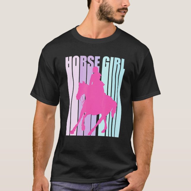 T-shirt Cavalière en Silhouette Cavalant un Cheval Fille (Devant)