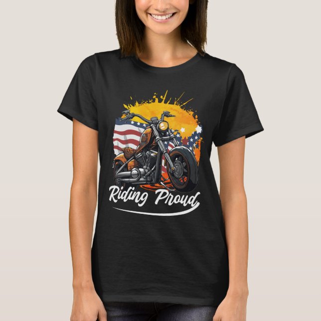 T-shirt Cavalière fière de moto (Devant)