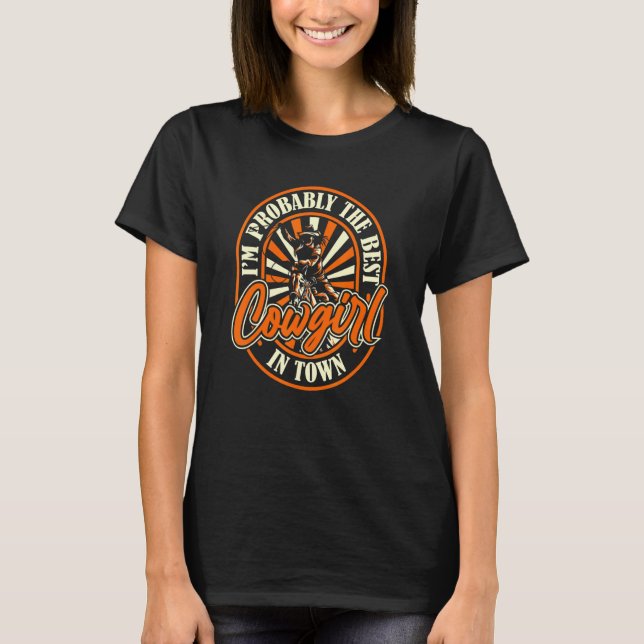 T-shirt Cavalière occidentale de cheval de rodéo de cowgir (Devant)
