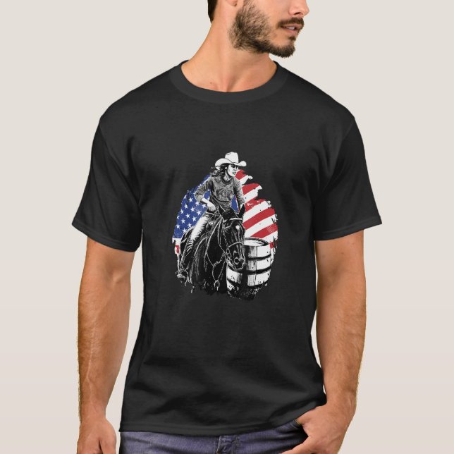T-shirt Cavalière occidentale de rodéo en baril (Devant)