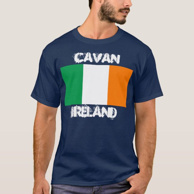 T-shirt Cavan, Irlande avec drapeau irlandais (Devant)