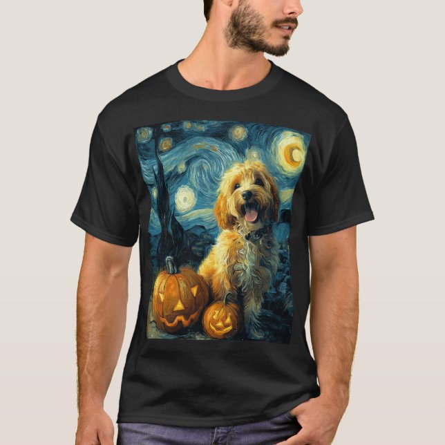 T-shirt Cavapoo Chien Mignon Halloween Jack O Lantern Citr (Devant)