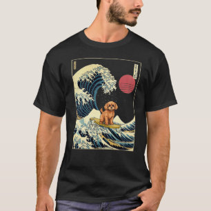 T-shirt Cavapoo Japonais Kanagawa Vague Surf drôle Chien