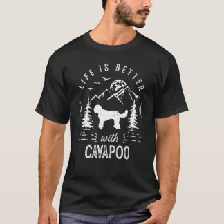 T-shirt Cavapoo Life Better Maman Papa Chien