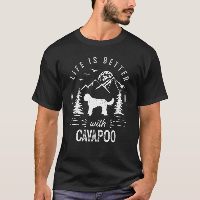 T-shirt Cavapoo Life Better Maman Papa Chien (Devant)