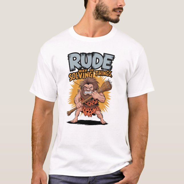 T-shirt Caveman en colère avec Spike Club (Devant)