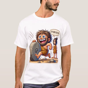 T-shirt Caveman Rolling Stone Funny Tee