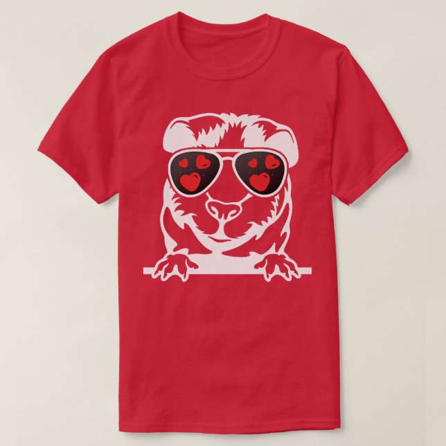 T-shirt Cavie Heart Lunettes de soleil Cool Guinée Pig Val (Design devant)