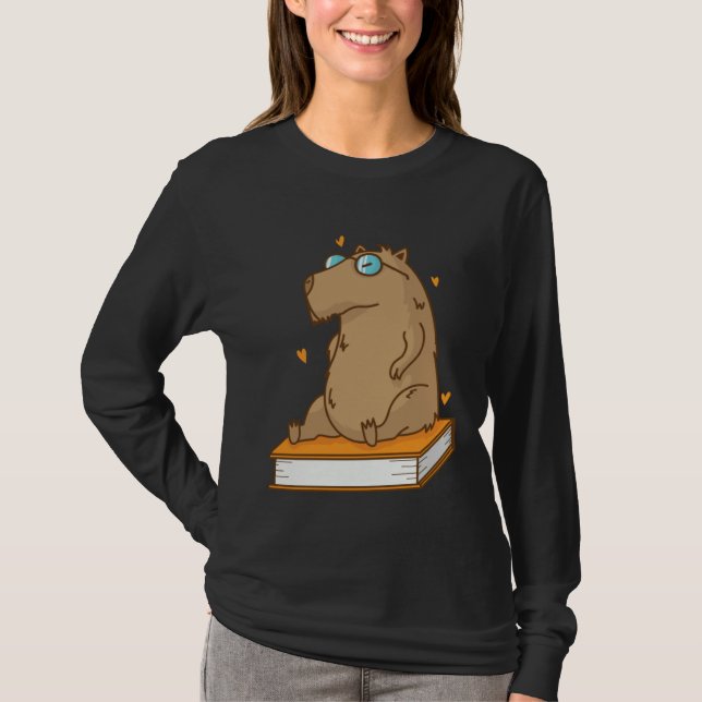 T-shirt Caviidae Guinea Pig loves reading Books (Devant)