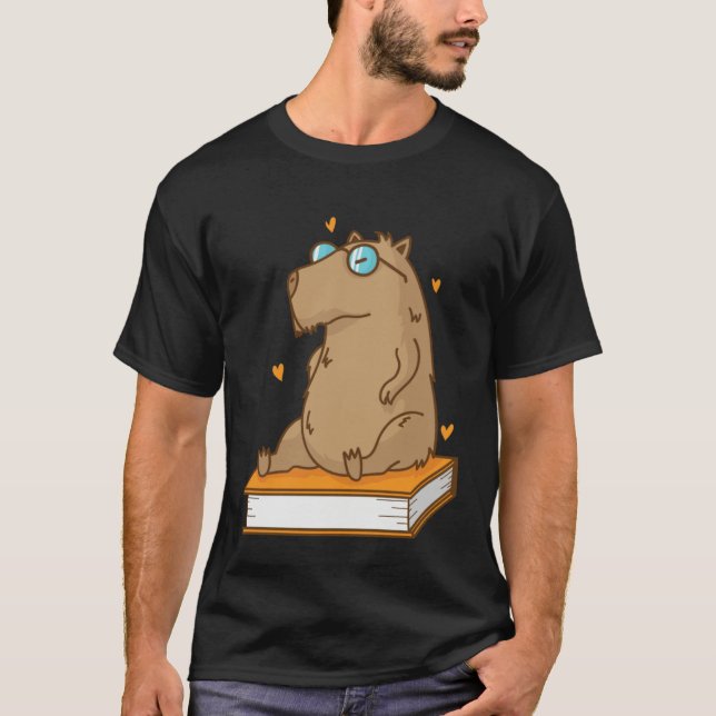 T-shirt Caviidae Guinea Pig loves reading Books (Devant)