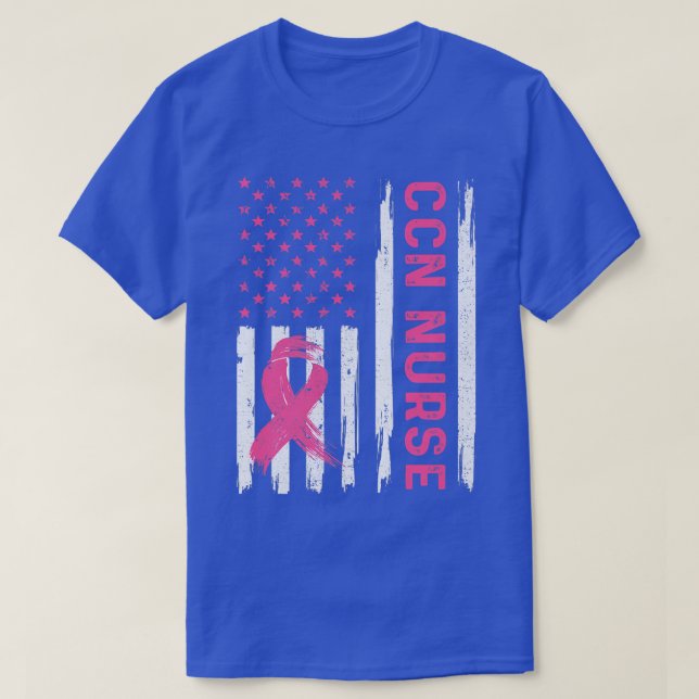 T-shirt CCN Nurse American Flag Nurse Breast Cancer Award (Design devant)