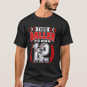 T-shirt Ce Baller A Maintenant 12 Ans Amoureux De Baseball