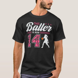 T-shirt Ce Baller Est Maintenant 14 Ans Basketball 14th Bi
