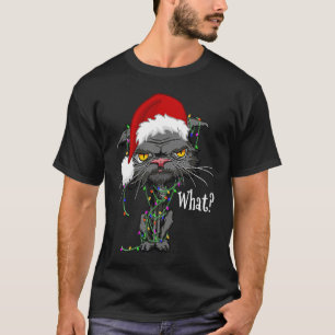 T-shirt Ce chat Noël éclaire Chat Santa Hat Angr