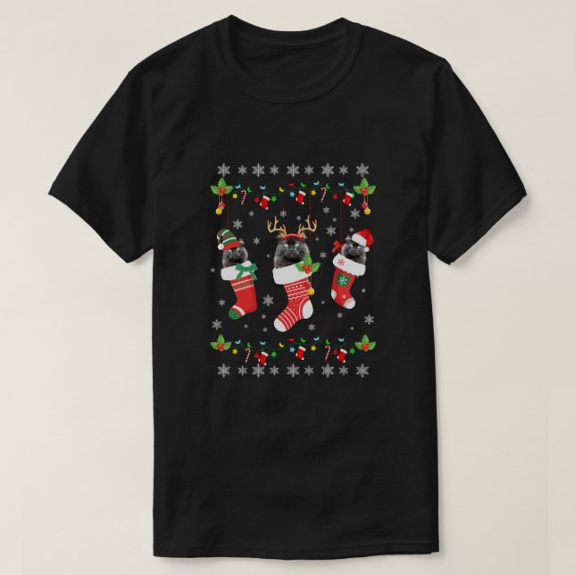 T-shirt Ce Chat Noir De Pyjama De Noël En Chaussettes (Design devant)