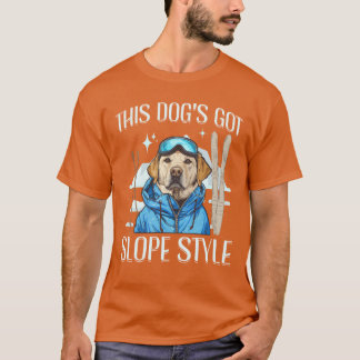 T-shirt Ce Chien a la pente Style Cool Skiing Chien retro 
