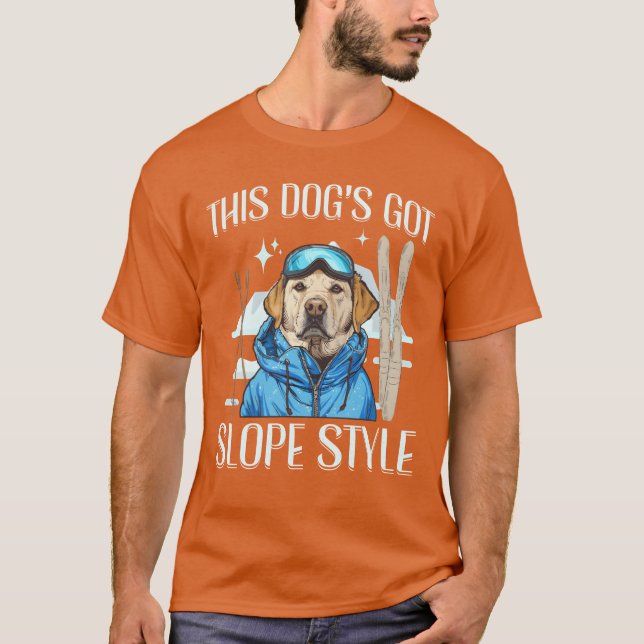T-shirt Ce Chien a la pente Style Cool Skiing Chien retro  (Devant)