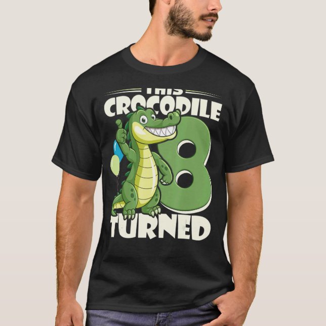 T-shirt Ce Crocodile a tourné Garçon de 8 ans 8e anniversa (Devant)