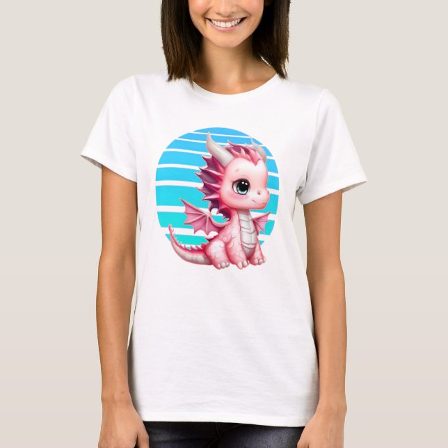 T-shirt Ce design présente un dragon rose mignon avec un g (Devant)