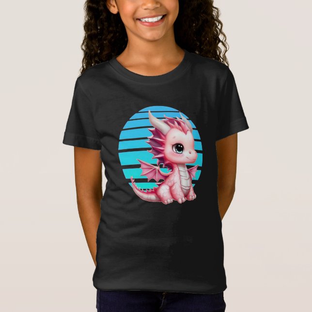 T-Shirt Ce design présente un dragon rose mignon avec un g (Devant)