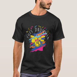 T-shirt Ce Drummer A 8 Ans Drumming 8ème Anniversaire