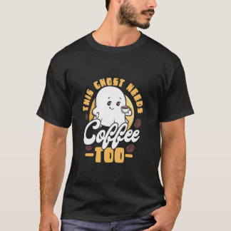 T-shirt Ce Fantôme A Besoin De Café Trop Citrouille Bats À