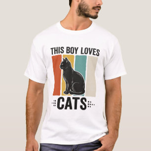 T-shirt Ce garçon aime les chats Design Rétro pour amateur