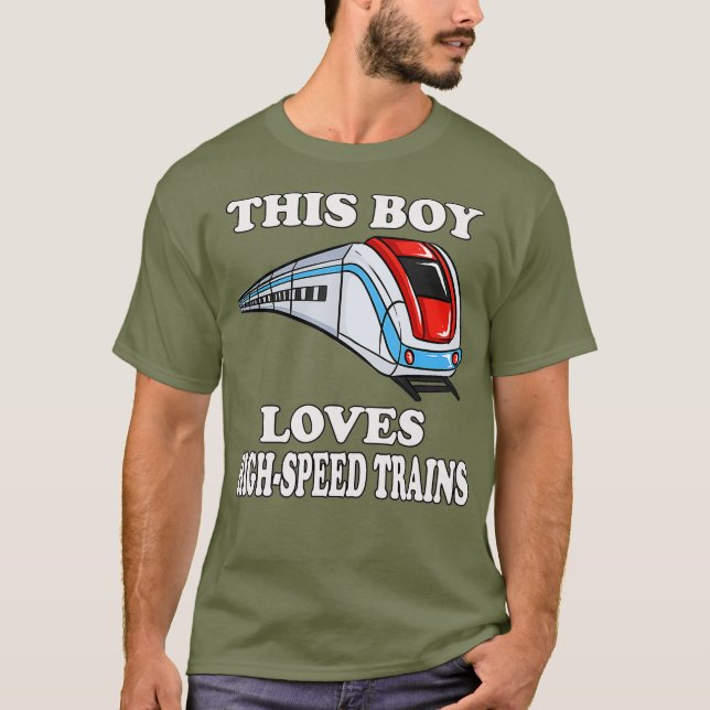 T-shirt Ce Garçon Aime Les Trains De Vitesse Toddler Train (Devant)