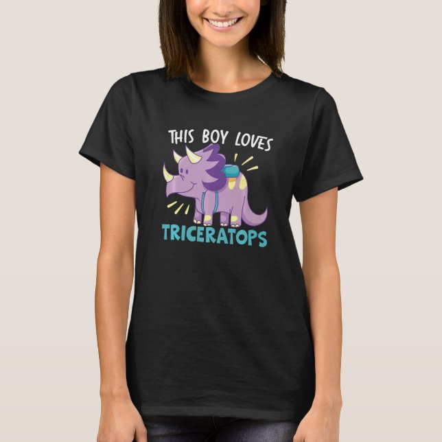T-shirt Ce Garçon Aime Les Tricératops Dinosaur Préhistori (Devant)