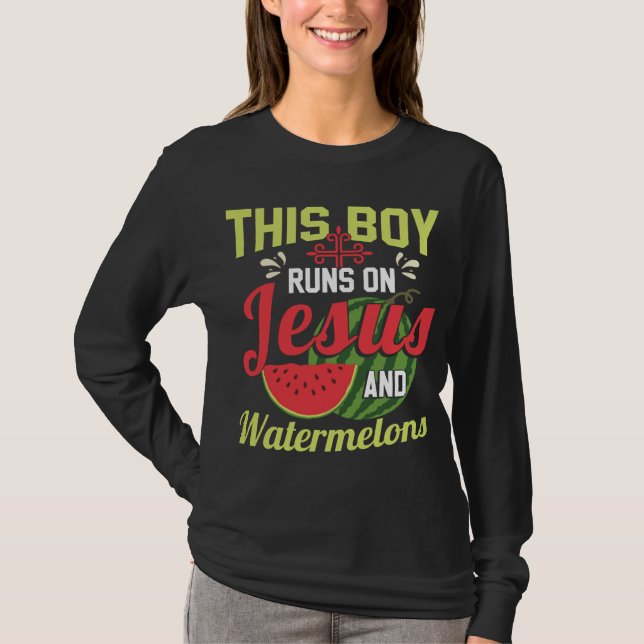 T-shirt Ce Garçon Fait Fil Sur Jésus Et Les Pastèques (Devant)