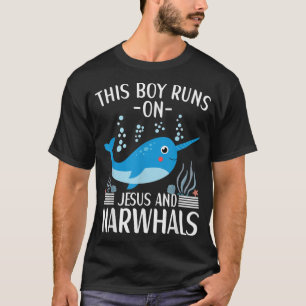 T-shirt Ce Garçon Roule Sur Jésus Et Narwhal Mignonne Narw