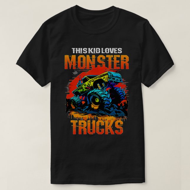 T-shirt Ce gosse aime Monster Trucks Monster Truck Shirt (Design devant)