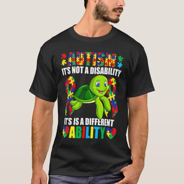 T-shirt Ce N'est Pas Un Handicap Autisme Tortue Différente (Devant)