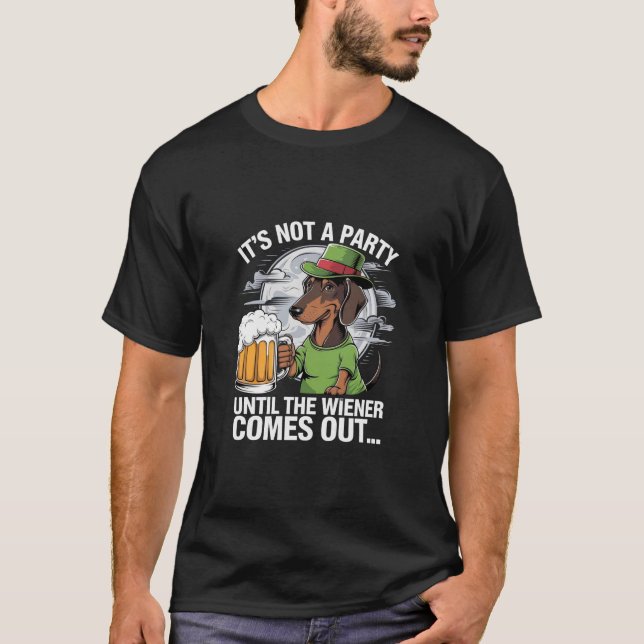 T-shirt Ce n'est pas une fête jusqu'à Dachshund Irish Beer (Devant)