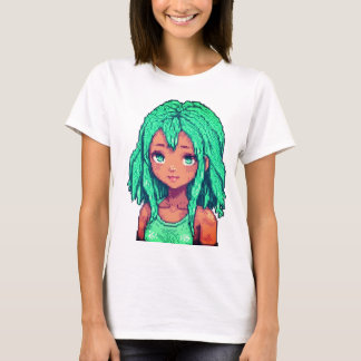 T-shirt Ce personnage en pixel art, « Emerald Dreamer », r