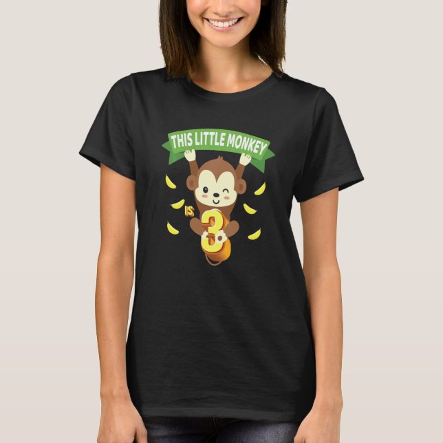 T-shirt Ce Petit Singe A 3 Ans Enfant 3E Anniversaire (Devant)
